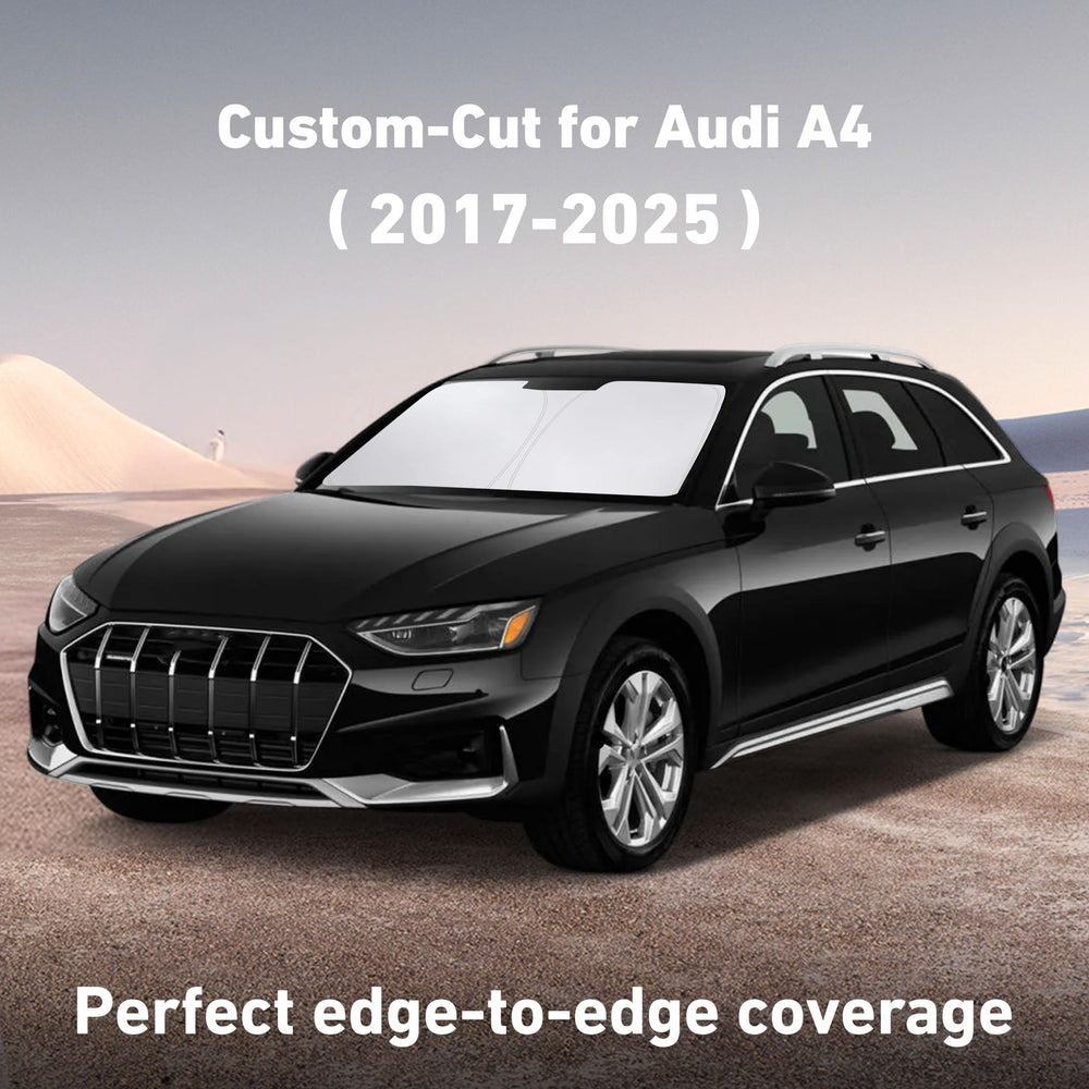 EcoNour folded compact sunshade for Audi A4 stored neatly, saving space and easy transport