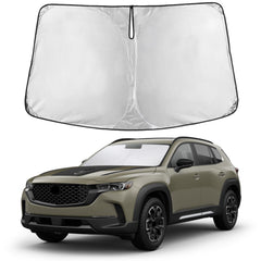 EcoNour front view sunshade showing full windshield coverage and neat fit