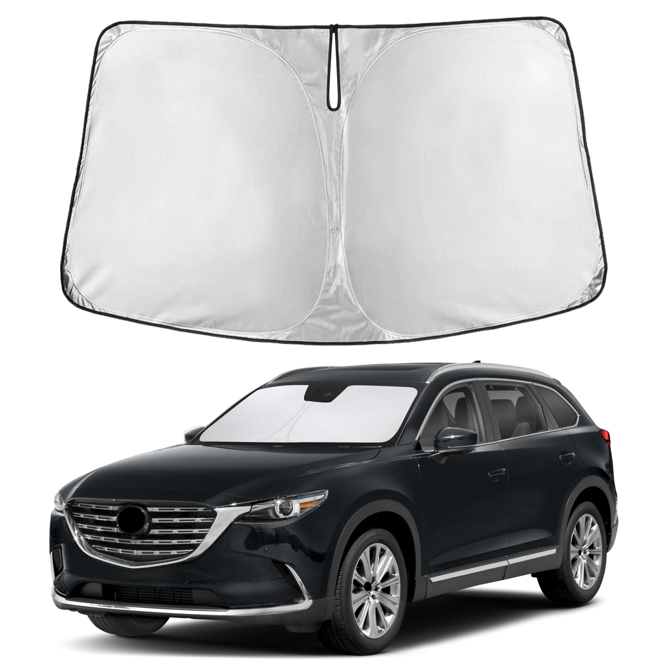 EcoNour Mazda CX-9 front view showing full windshield coverage and cooler cabin benefit