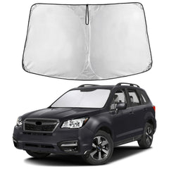 EcoNour front view showing sunshade covering Forester windshield and full protection