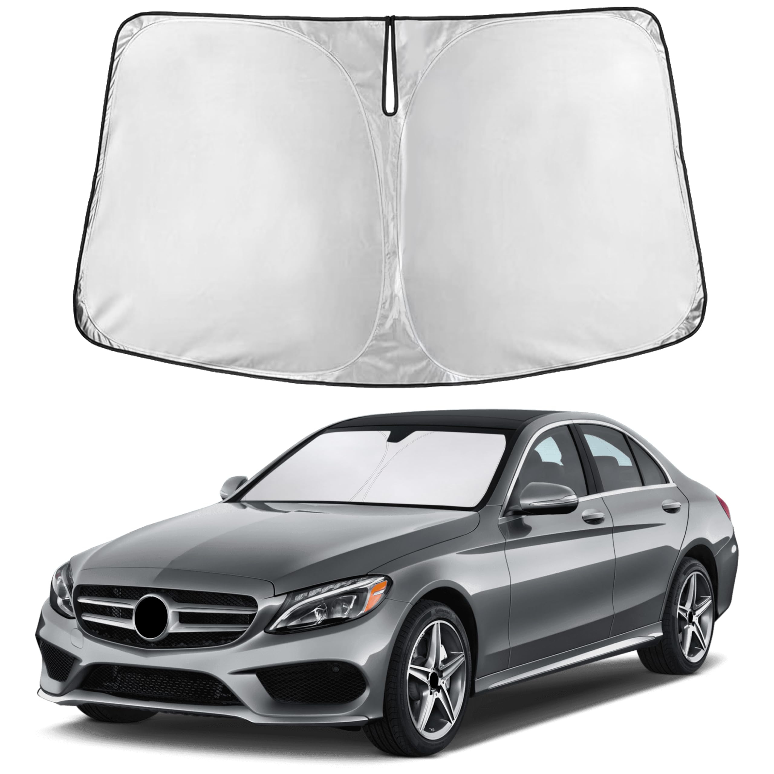 EcoNour front fit on Mercedes C Class windshield showing full coverage and fit