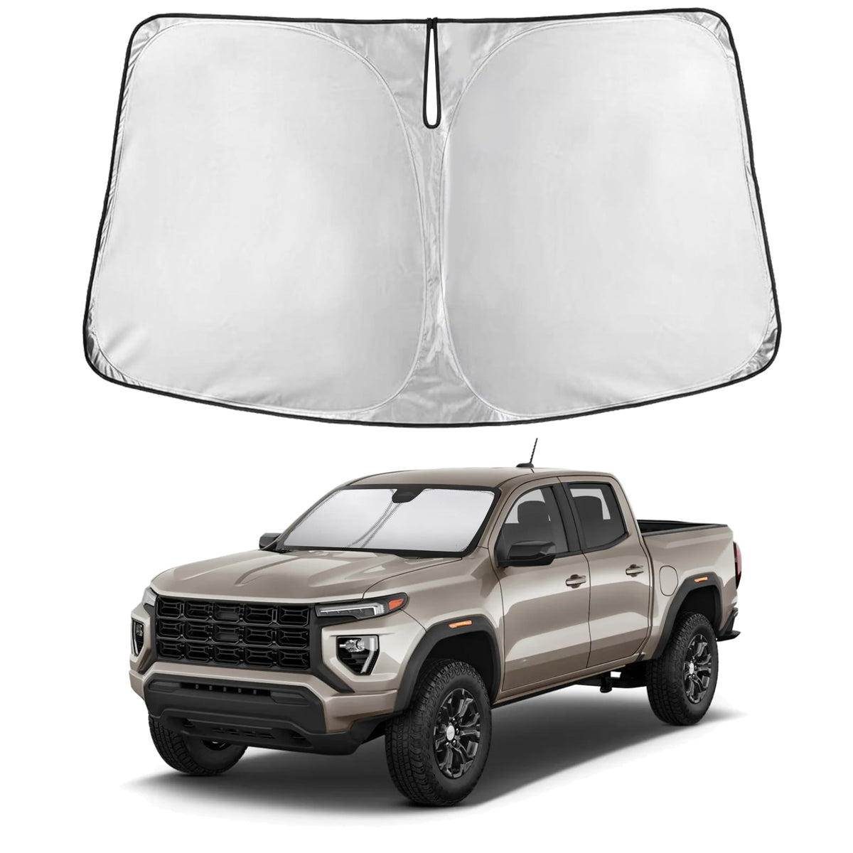 EcoNour front view fully unfolded showing full windshield coverage and protection