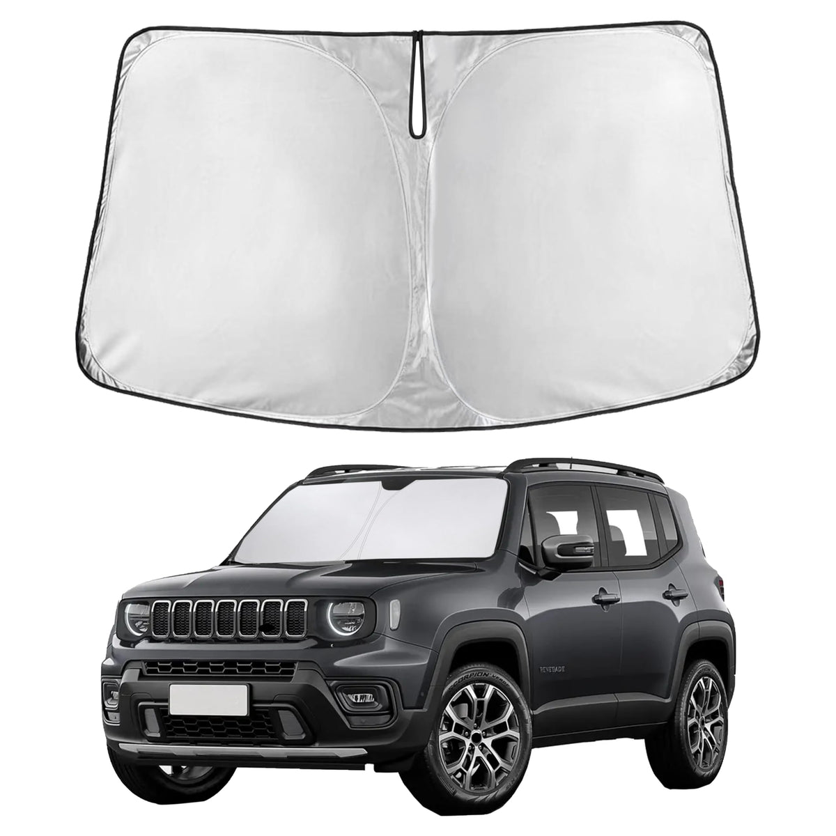 EcoNour front view of sunshade on Renegade showing full coverage and protection