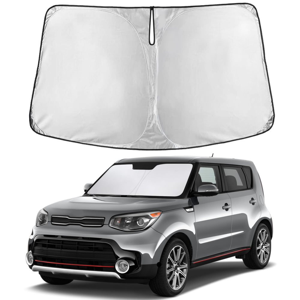 EcoNour front view installed on Kia Soul windshield showing full coverage benefit