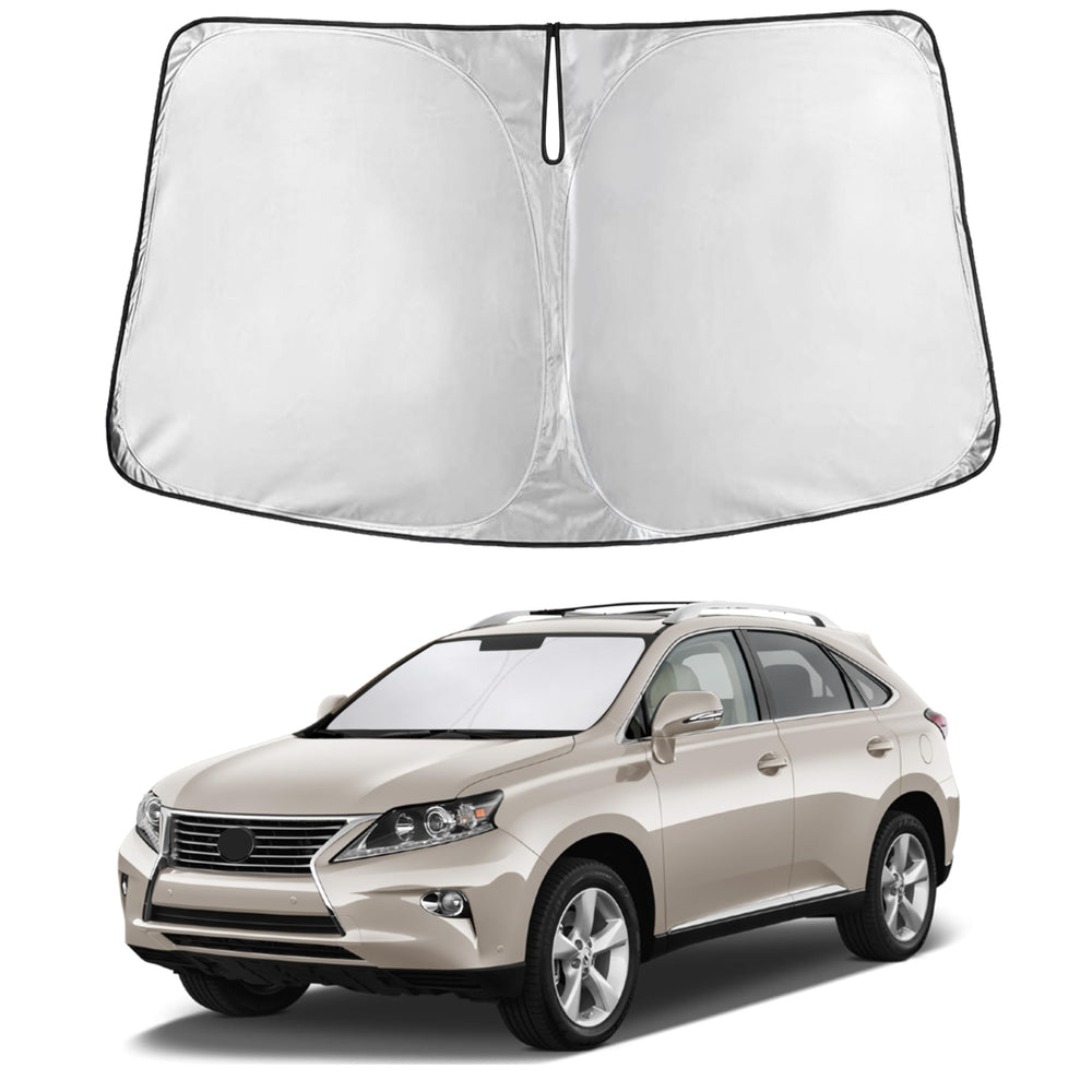 EcoNour front view of sunshade showing full windshield coverage and protection