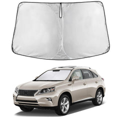 EcoNour front view of sunshade showing full windshield coverage and protection