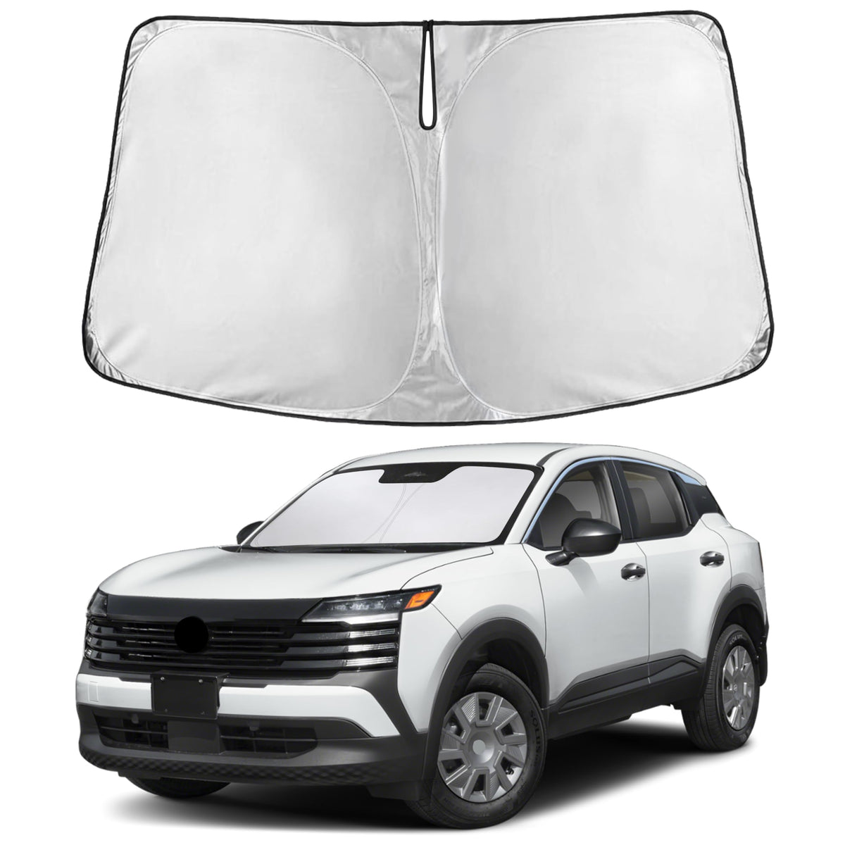 EcoNour front view of windshield sunshade showing full coverage benefit