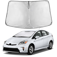 EcoNour front view of fitted sunshade showing full windshield coverage and protection