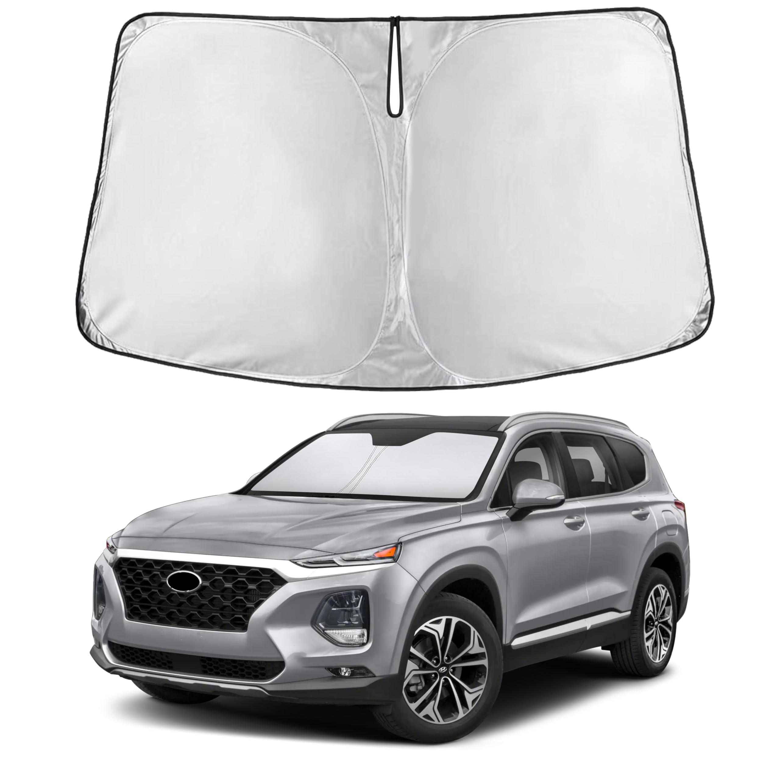 EcoNour front view showing full Santa Fe windshield coverage and tidy protection