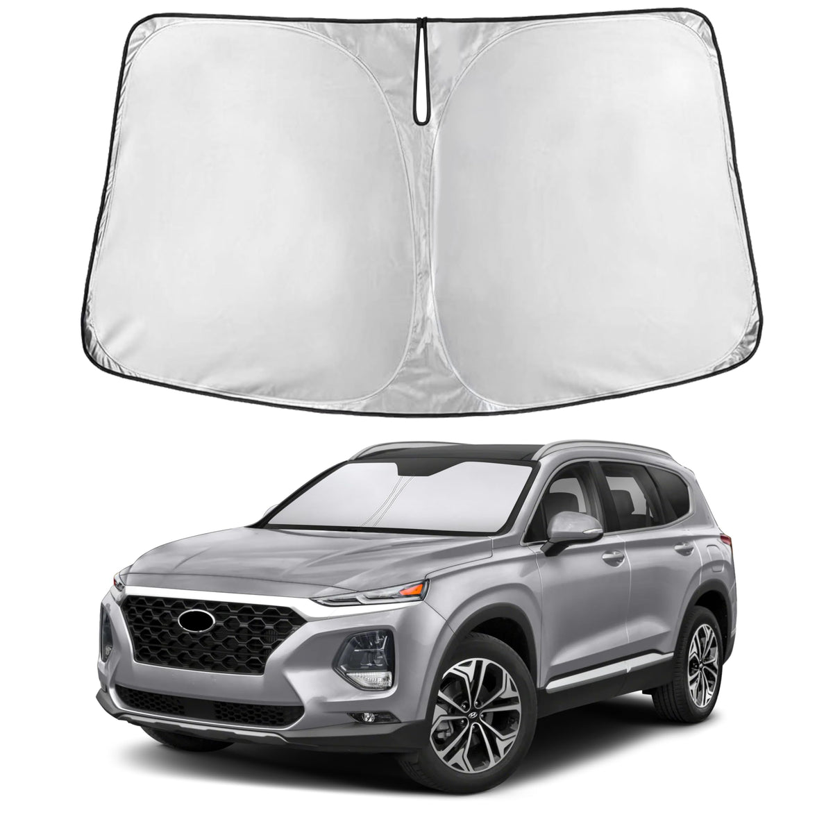 EcoNour front view showing full Santa Fe windshield coverage and tidy protection