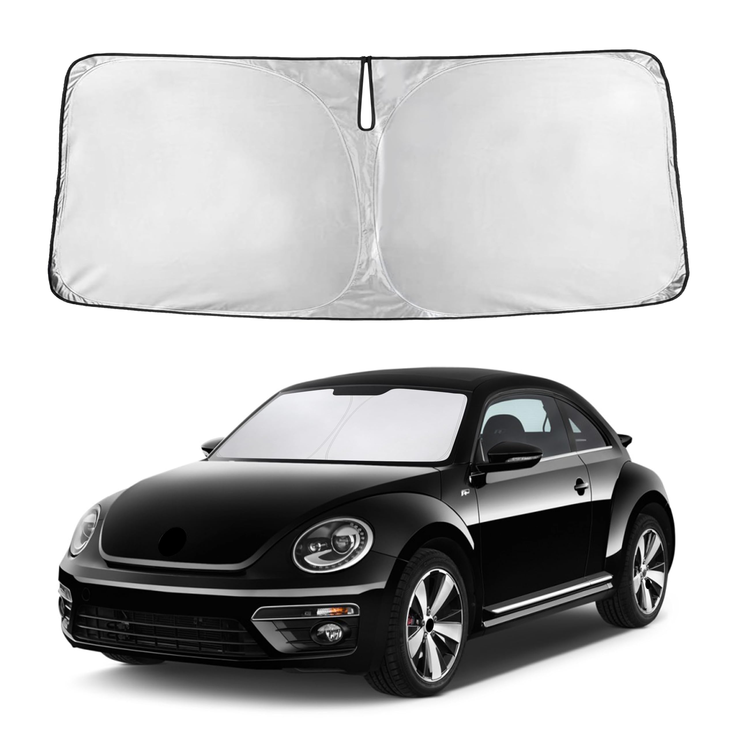 EcoNour front view on Beetle windshield showing full coverage and protection