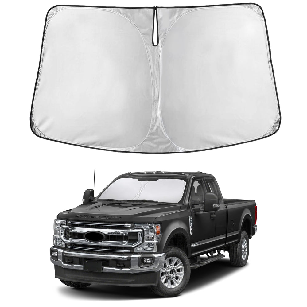 EcoNour front view of windshield shade showing full-coverage benefit