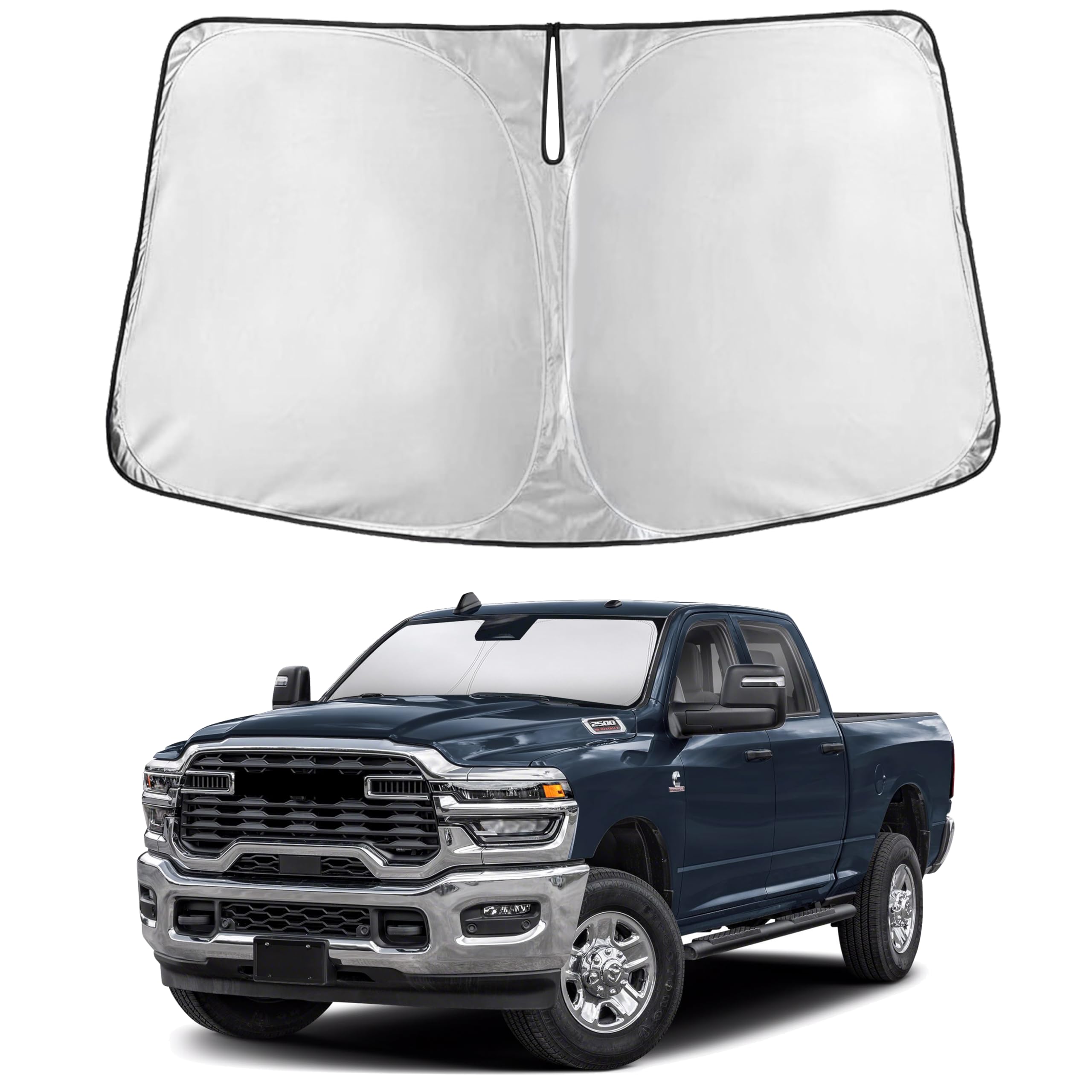 EcoNour front view on Dodge Ram windshield showing full coverage and protection