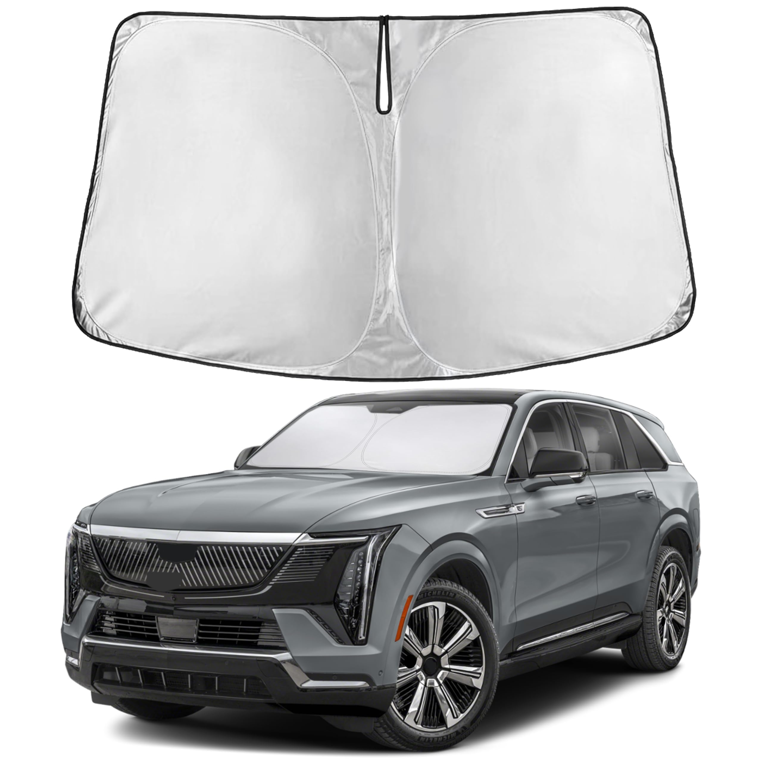 EcoNour front view fitted to Escalade windshield showing full coverage and sun protection