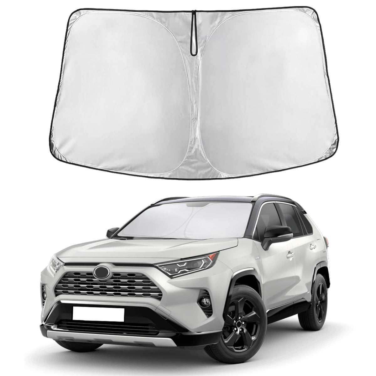 EcoNour front installed on RAV4 windshield showing full coverage and cooling benefit