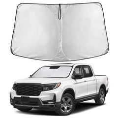 EcoNour front view showing precise Ridgeline windshield fit and full coverage benefit
