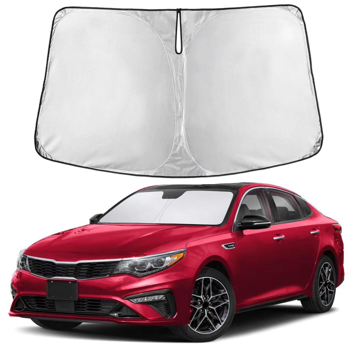 EcoNour front view showing full windshield coverage and sun blockage benefit