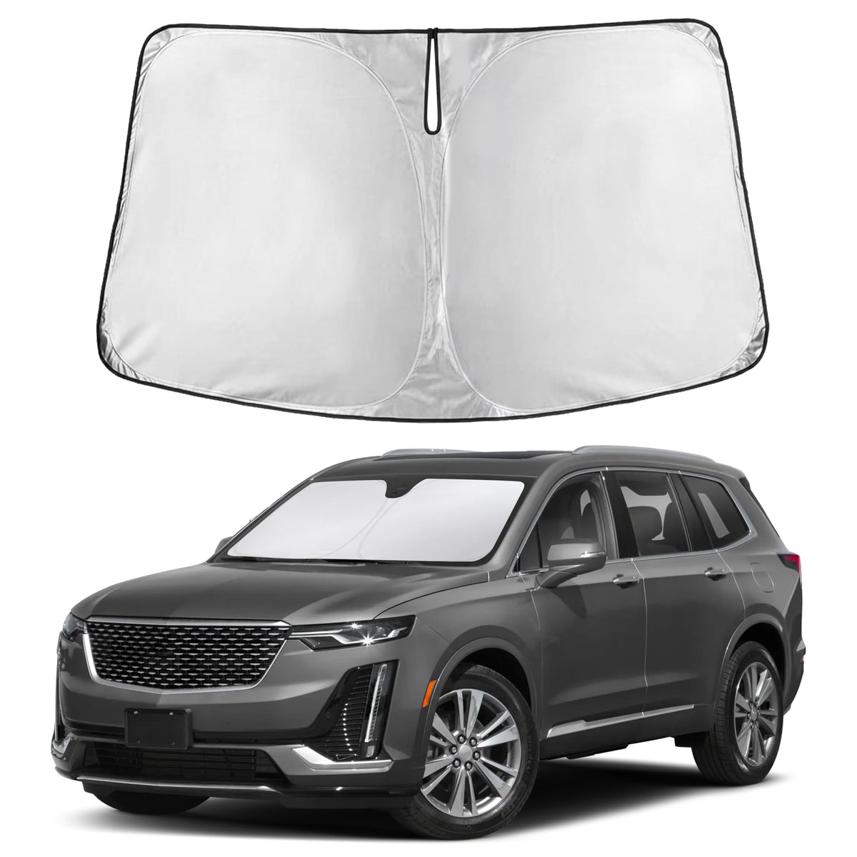 EcoNour front view on XT6 windshield showing full coverage and neat fit