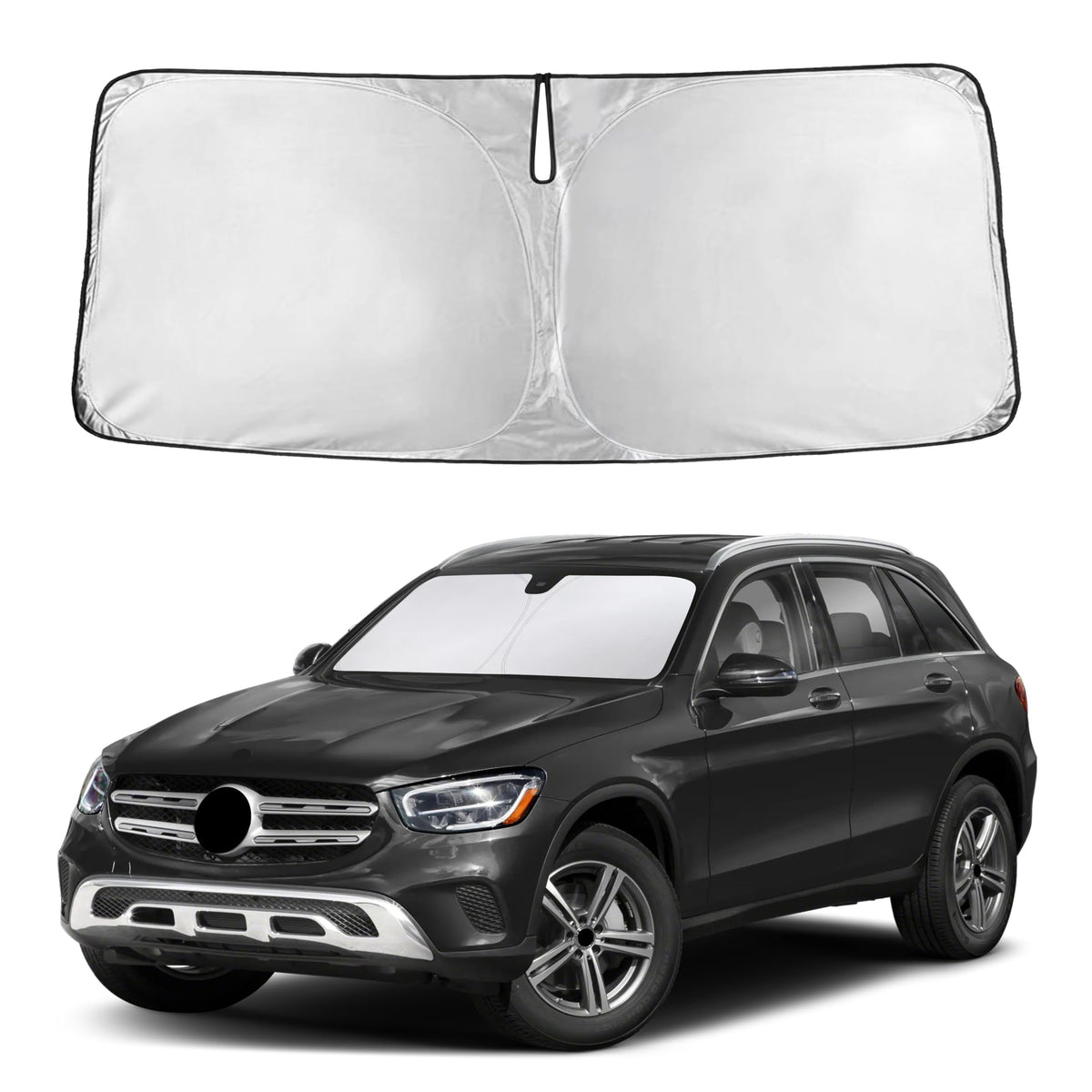 EcoNour front view on GLC300 windshield showing full coverage and protection
