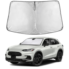 EcoNour sunshade front view fitted in Honda HRV, blocks sunlight effectively