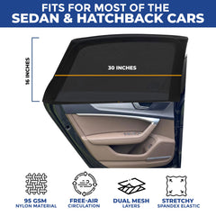 EcoNour screen installed on car side window allowing airflow and protection