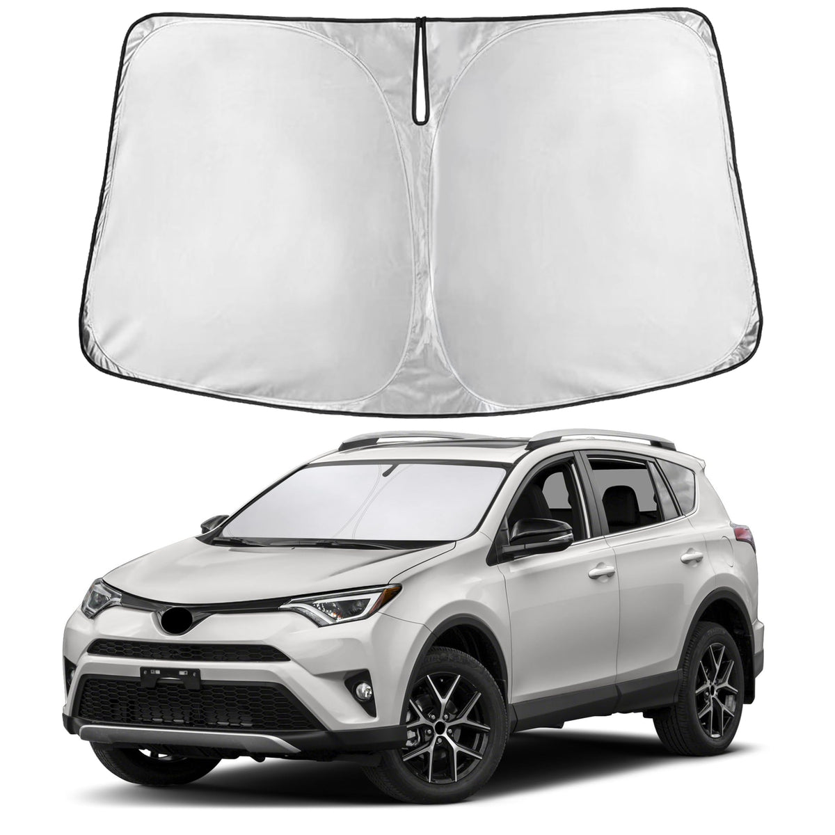 EcoNour installed on RAV4 windshield showing full coverage and cooling benefit