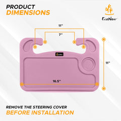 EcoNour tray holding laptop illustrates portable car desk convenience