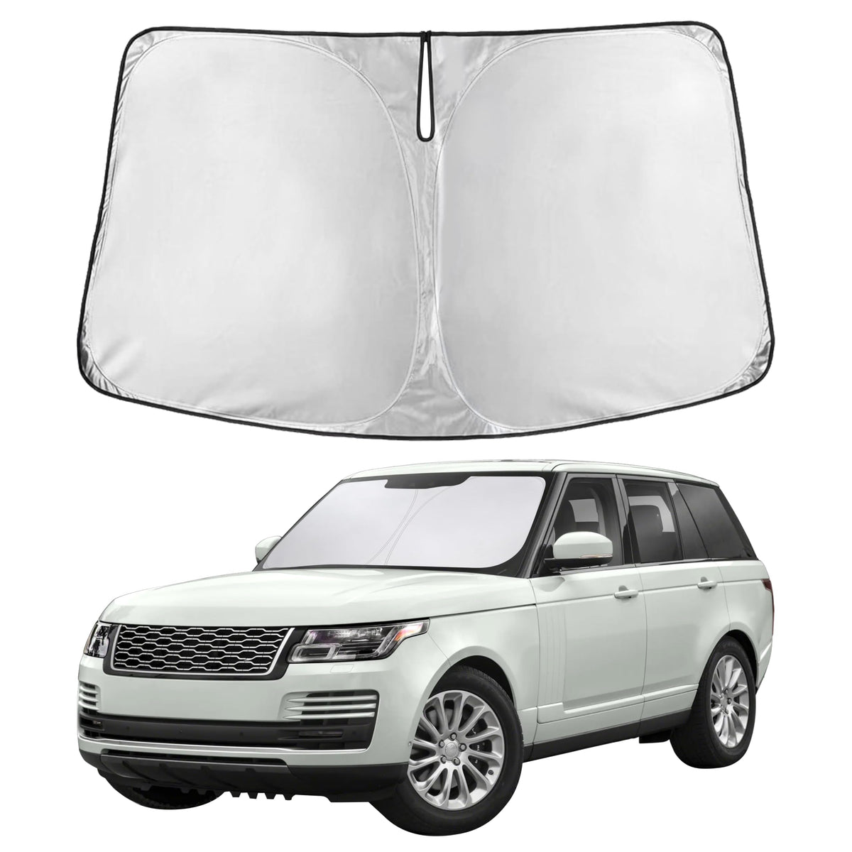 EcoNour front view of sunshade packaging showing vehicle-specific fit and protection
