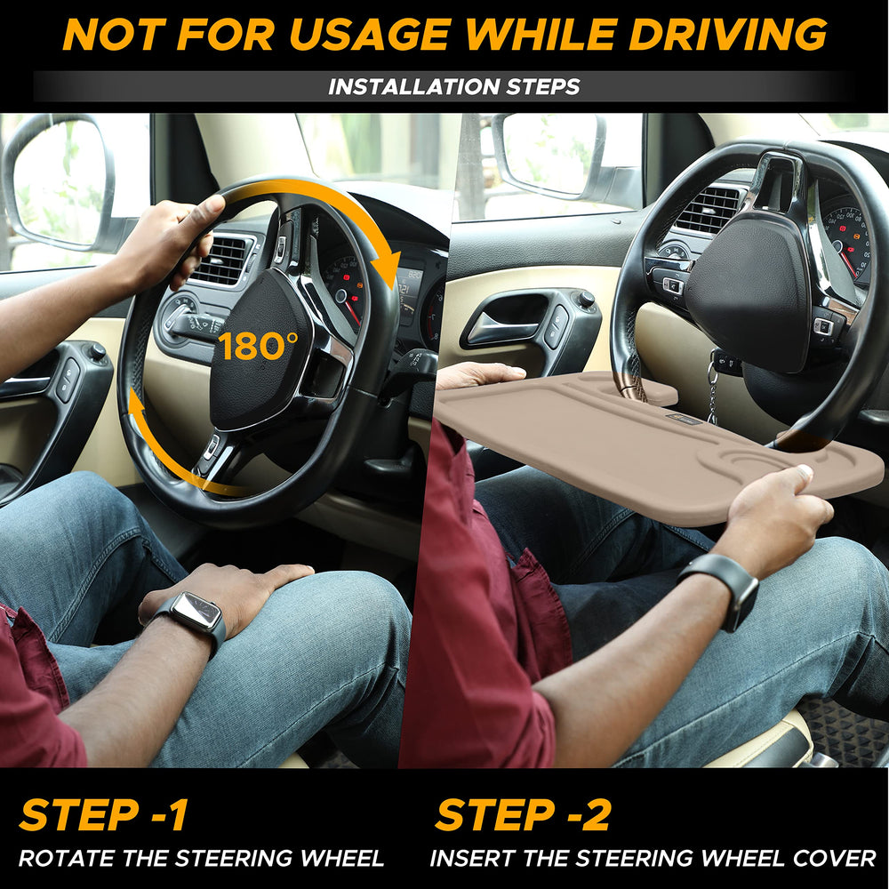 EcoNour tray slid under car seat showing compact storage convenience benefit