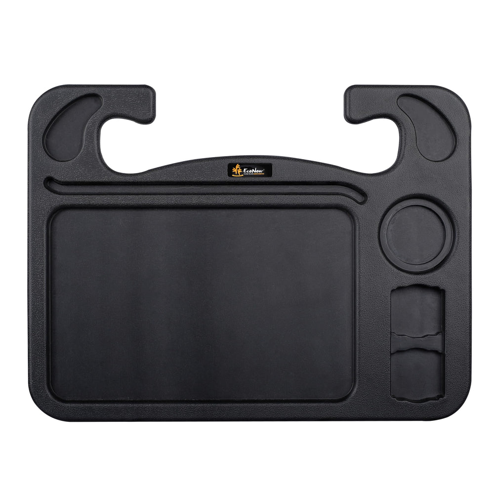 EcoNour front view of steering wheel tray showing roomy surface and stability benefit