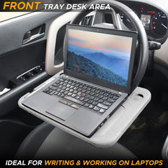 EcoNour tray flat side holding a laptop for stable in-car work