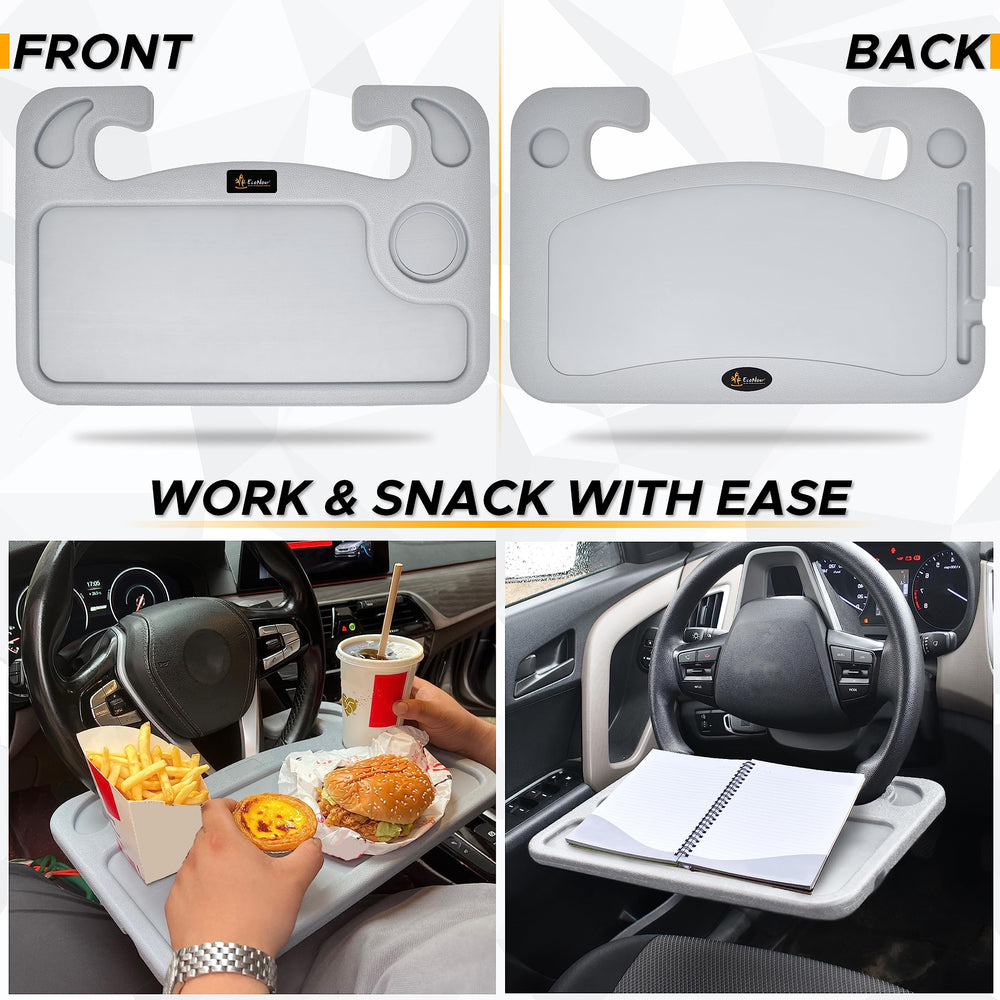 EcoNour slim tray tucked under seat pocket for compact transport