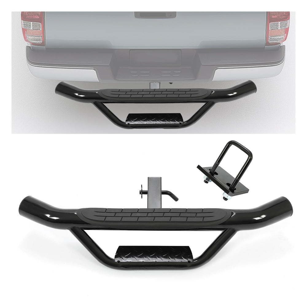 ECOTRIC front view of hitch step showing full width and benefit of easy access