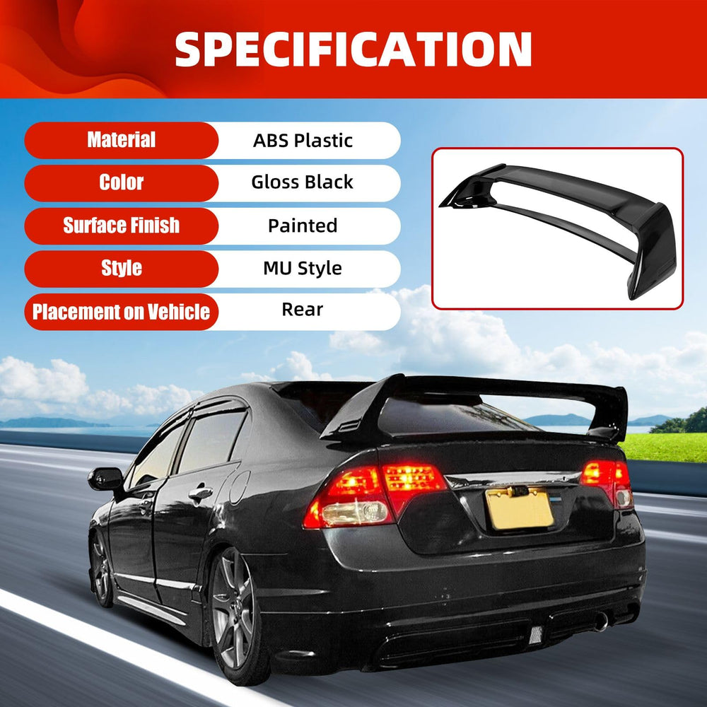 ECOTRIC spoiler mounted on Honda Civic trunk demonstrating direct-fit benefit