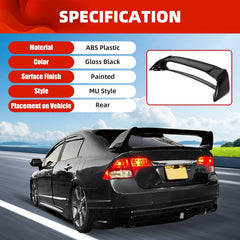 ECOTRIC spoiler mounted on Honda Civic trunk demonstrating direct-fit benefit