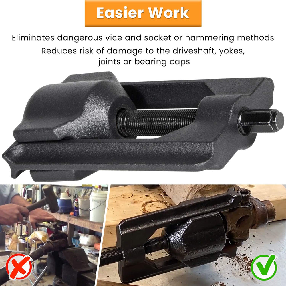 E-cowlboy tool in use on truck driveline demonstrating fast, damage-free removal benefit