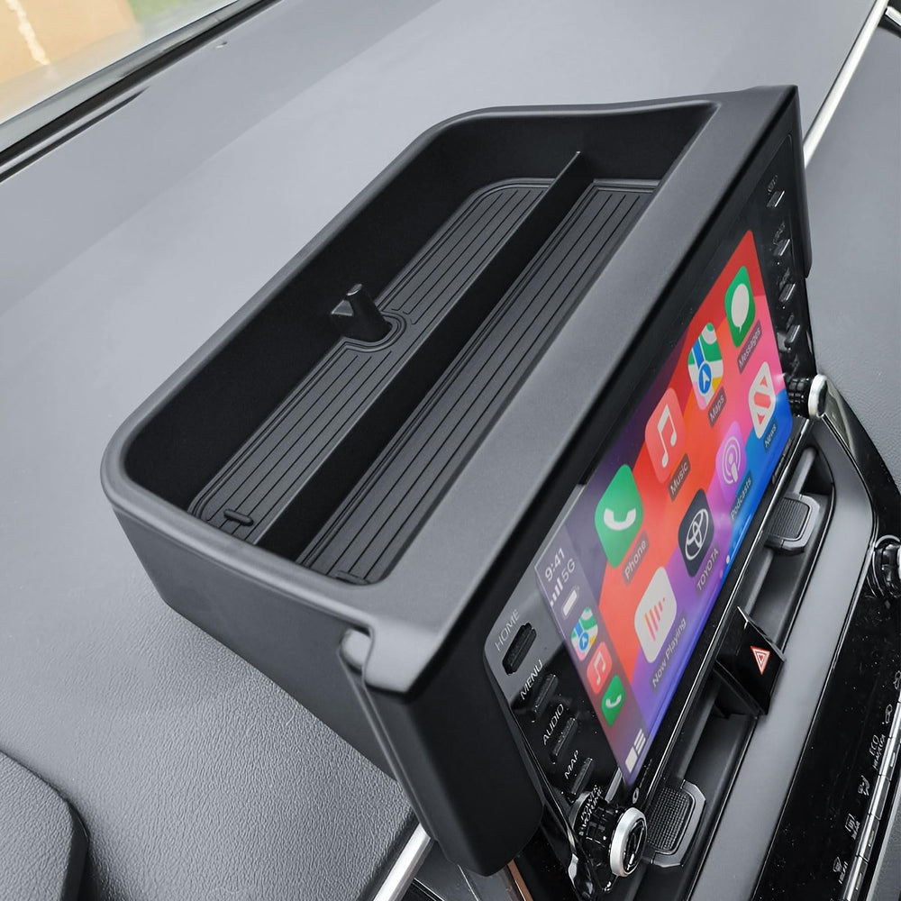 EDBETOS center console tray dropped into armrest for tidy storage