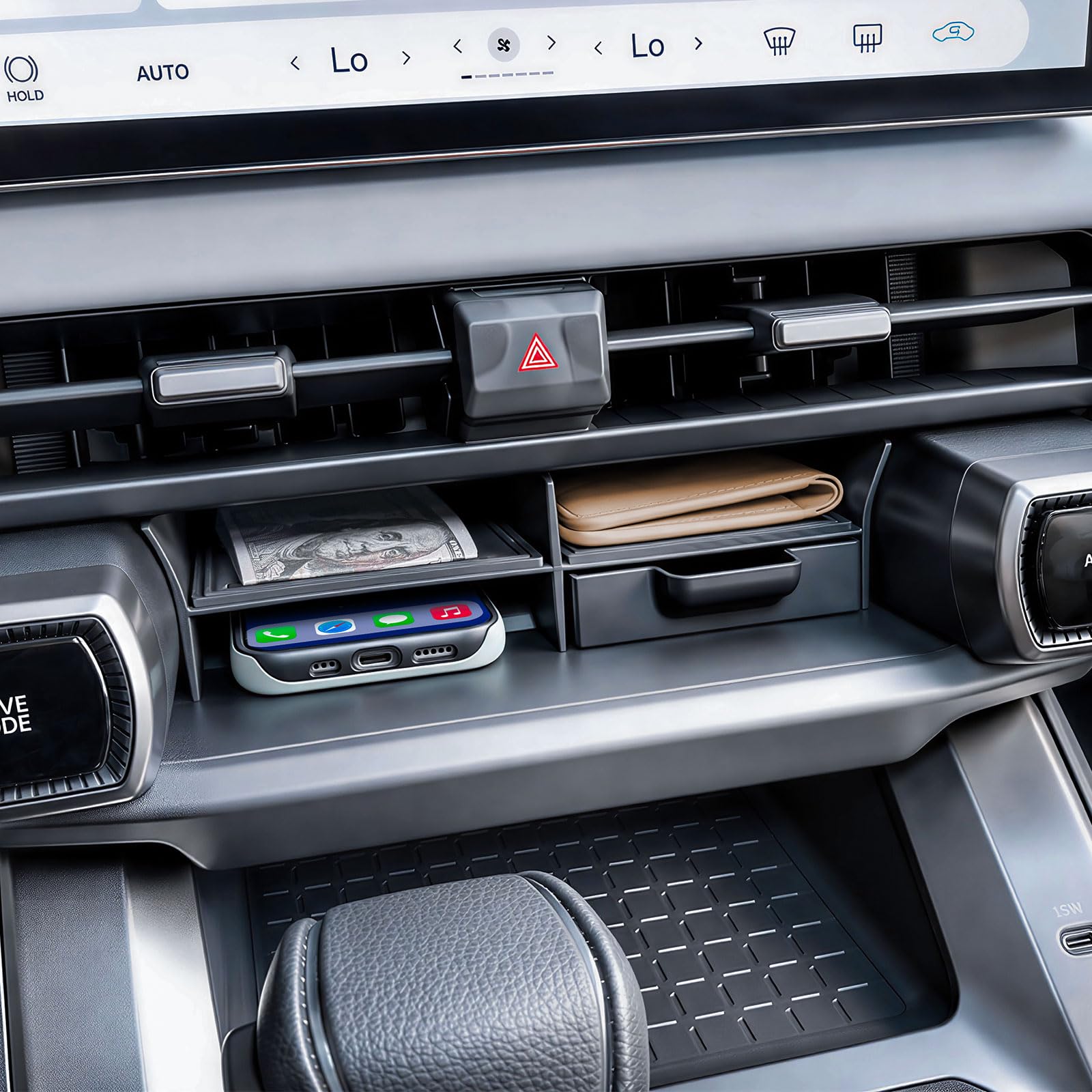 EDBETOS lifestyle shot of tidy dashboard conveying cleaner cabin benefit