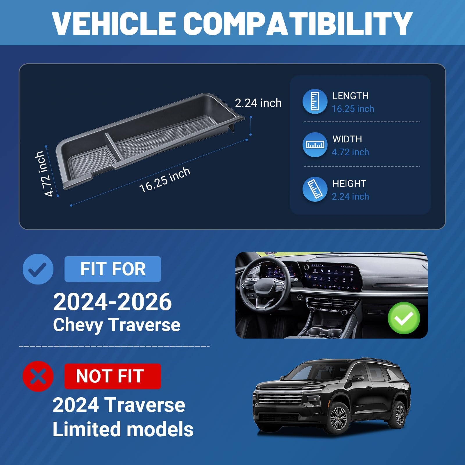 EDBETOS tray installed in Chevy Traverse demonstrating seamless factory integration