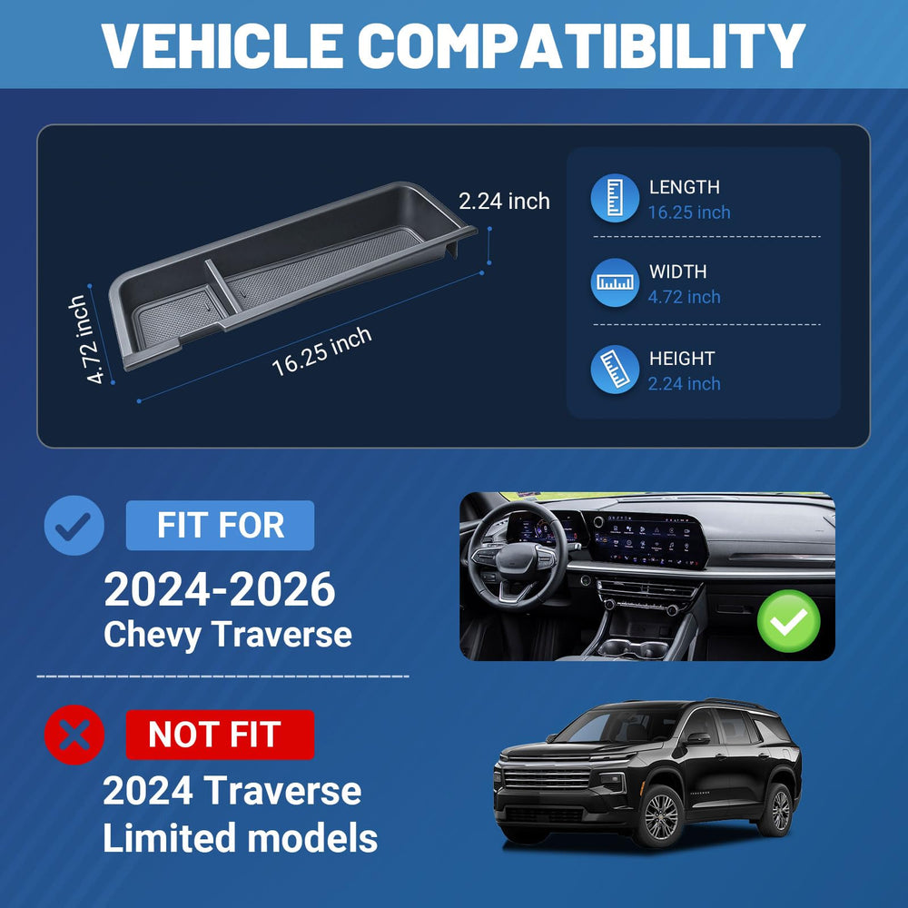 EDBETOS tray installed in Chevy Traverse demonstrating seamless factory integration