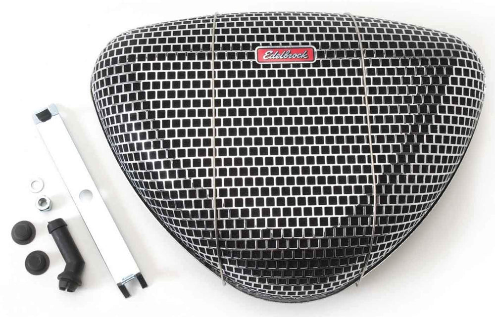Edelbrock 1002 front triangular top showing fit and improved airflow