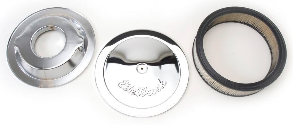 Edelbrock chrome close-up showing triple chrome plating and durability benefit
