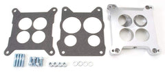 Edelbrock adapter front face showing bolt pattern and precise fit for easy installation