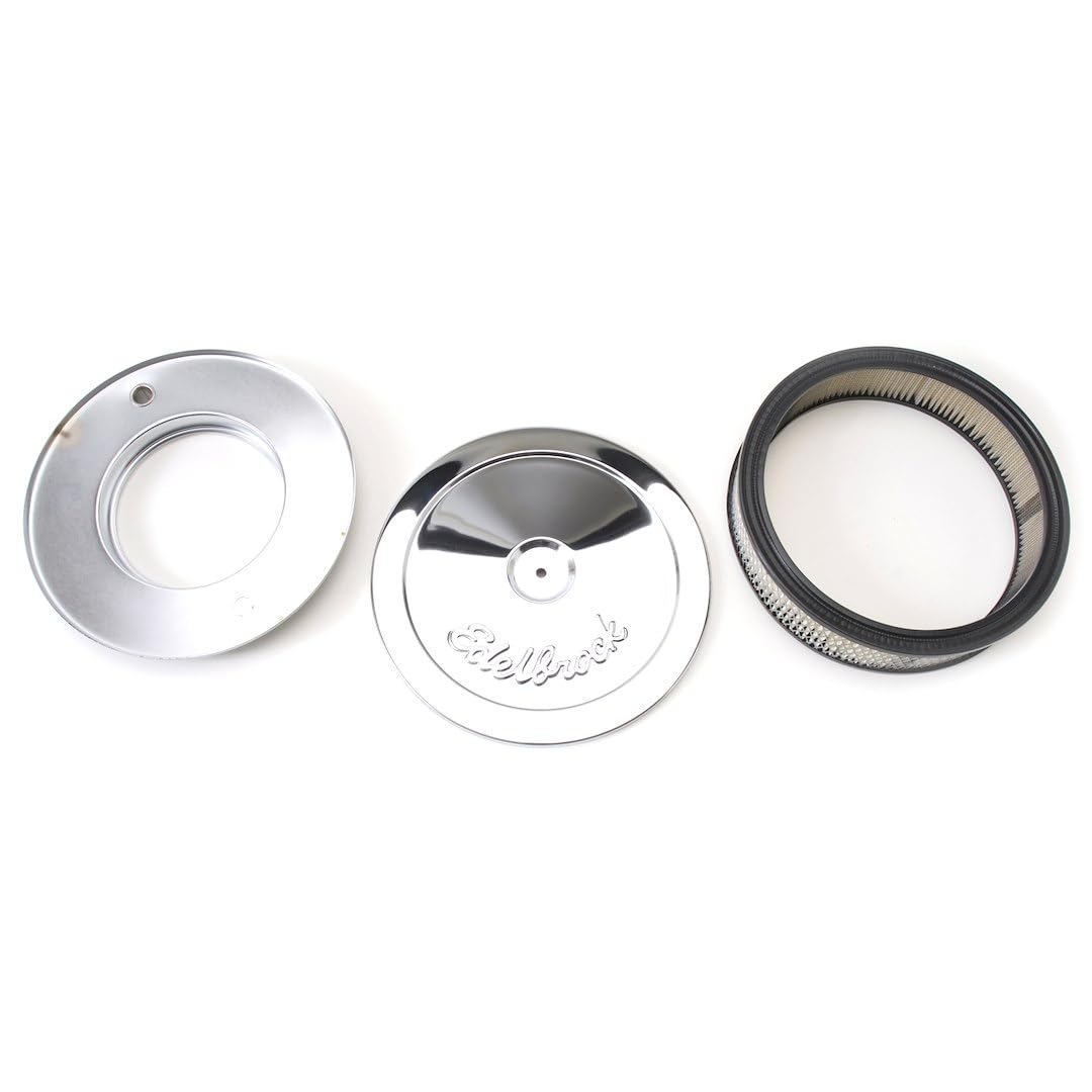 Edelbrock Pro-Flo 1208 front view highlighting chrome finish and low-profile benefit