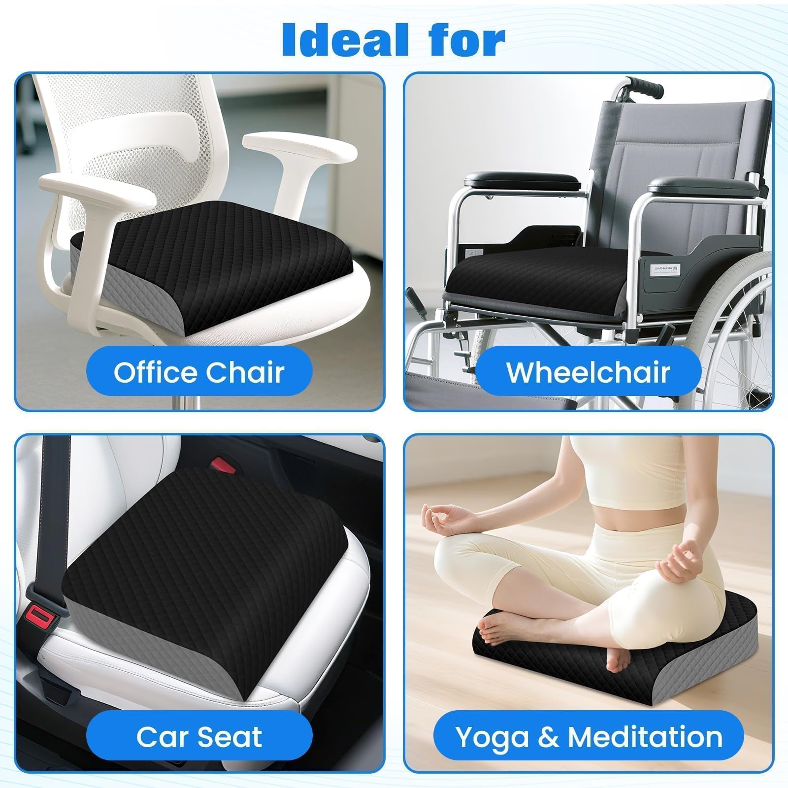 EdenDwell cushion placed on office chair providing ergonomic comfort
