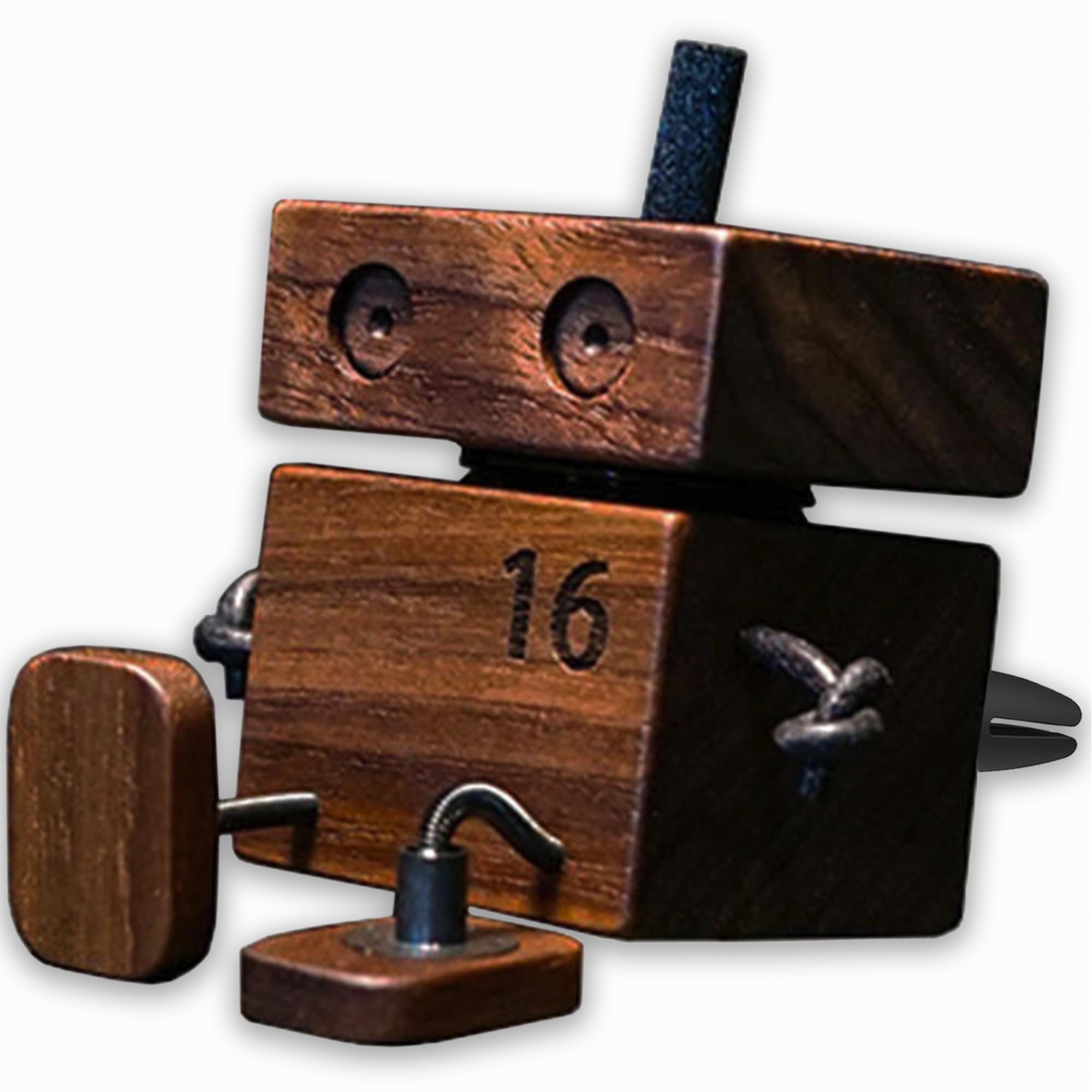 Edilado wooden man front view showing playful design and natural wood finish for charm
