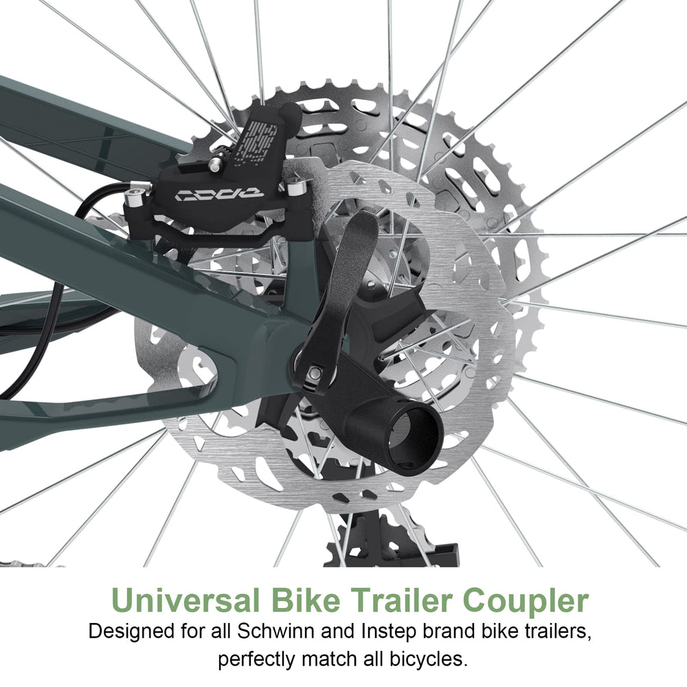 EFEALL hitch installed on bike axle demonstrating easy, tool-free fit