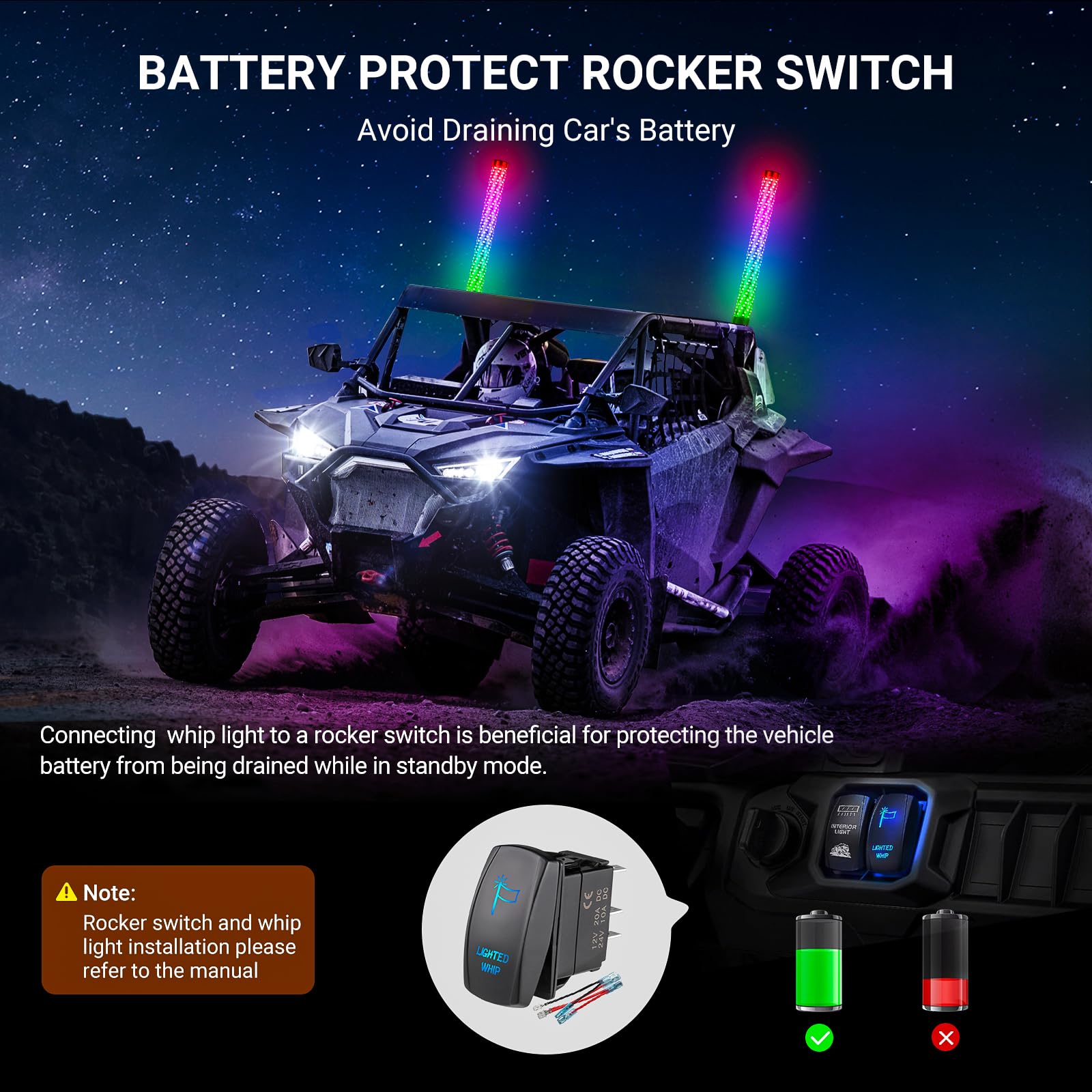 Ehaho offroad flags and rocker switch accessories for identification and convenience