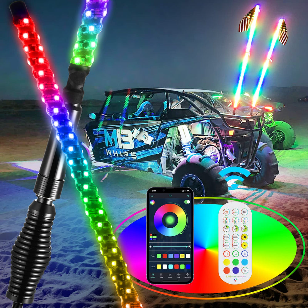 Ehaho night ride lifestyle scene with whips lit showing increased trail presence and style