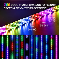 Ehaho spiral LED close-up showing uniform RGBW light for brighter 360-degree visibility